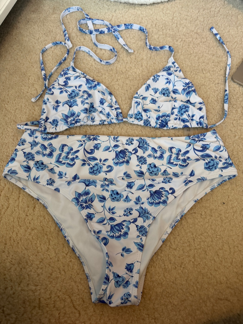 Blue Floral Two-Piece Bikini Set